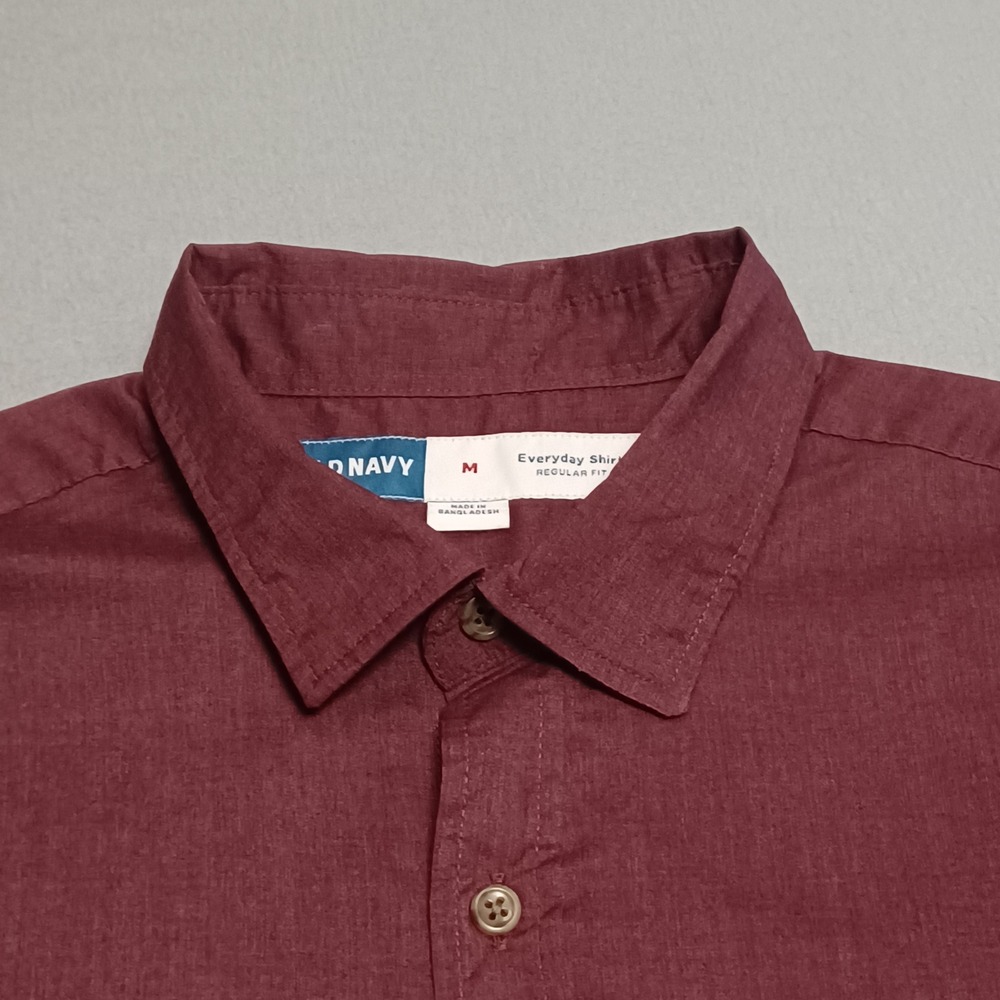 Old Navy Everyday Shirt Mens M Burgundy Raisin Arizona Regular Fit Button Down - Picture 9 of 13